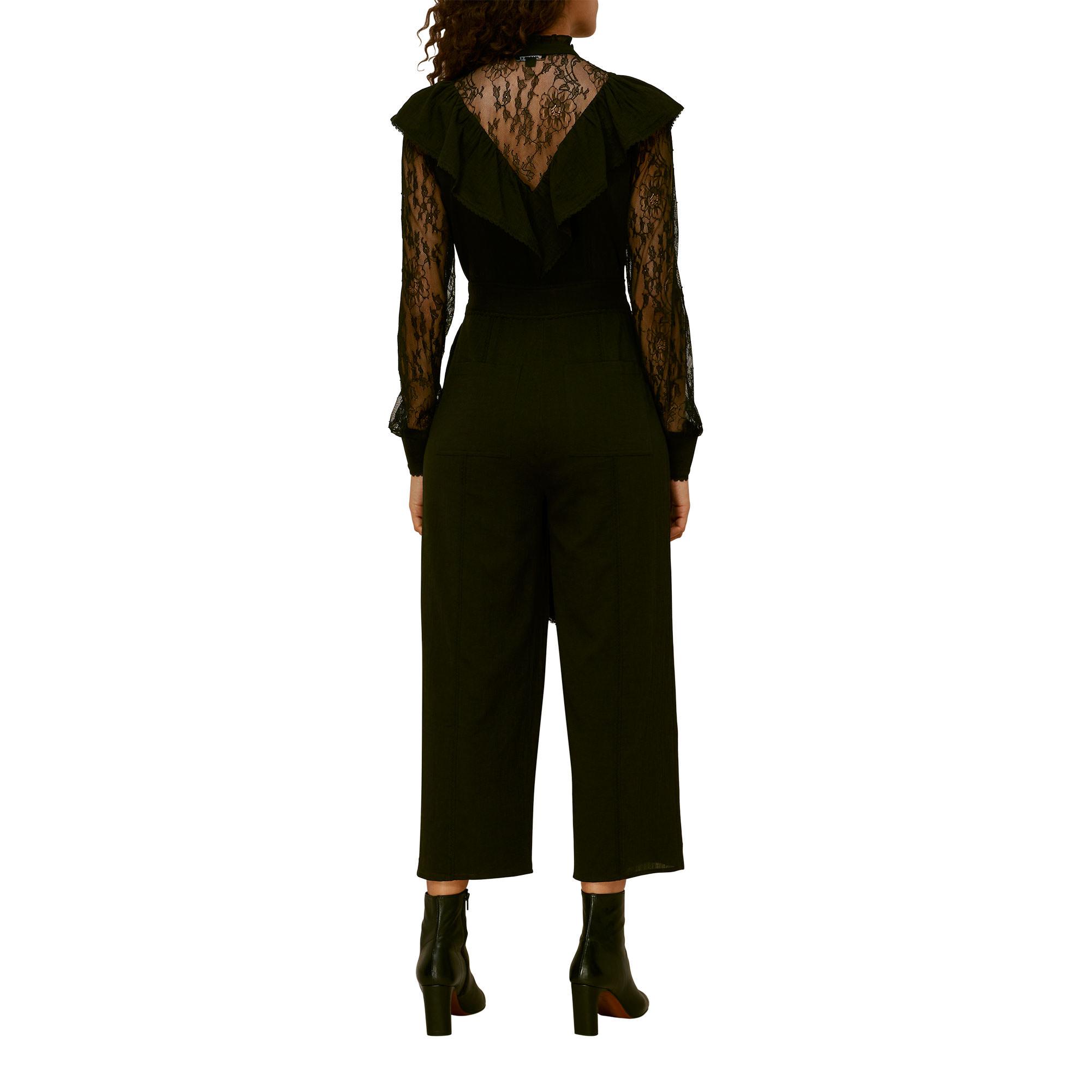 Mixed Lace Frill Jumpsuit